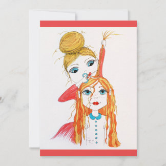 Cute Haircut Whimsical Art Illustration Card