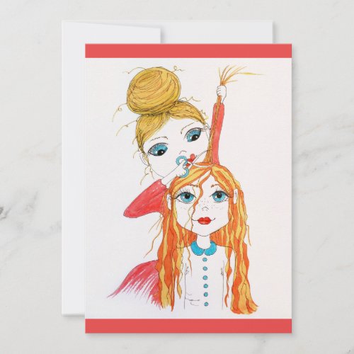 Cute Haircut Whimsical Art Illustration Card