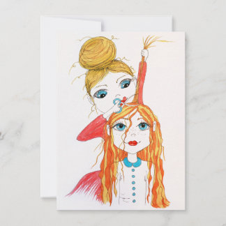 Cute Haircut Whimsical Art Illustration Card