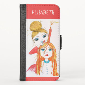 Cute Haircut Whimsical Art Illustration iPhone X Wallet Case