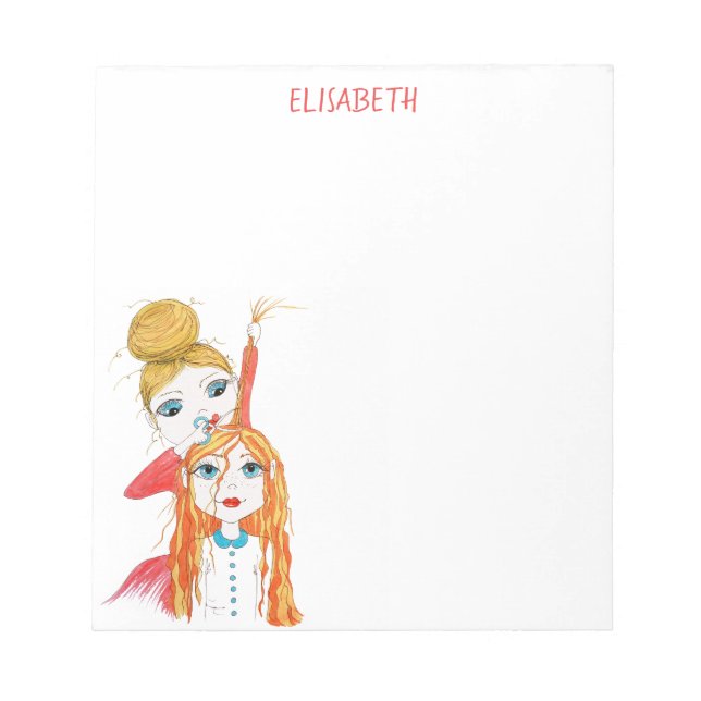 Cute Haircut Whimsical Illustration Personalized Notepad (Front)