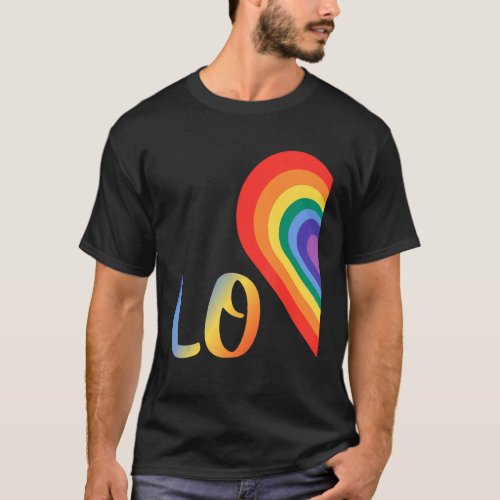 Cute Half Heart Love Lgbtq Pride Lesbian Gay Coupl T_Shirt