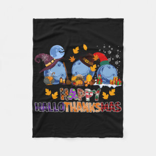 Cute Hallothanksmas Bowling Halloween Thanksgiving Fleece Blanket