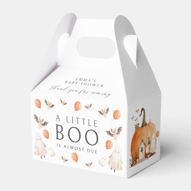 Cute Halloween A Little Boo Baby Shower Favor Boxes (Front Side)