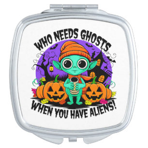 Cute Halloween Alien Design for Spooky Fun! Compact Mirror