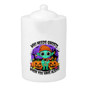Cute Halloween Alien Design for Spooky Fun! Teapot