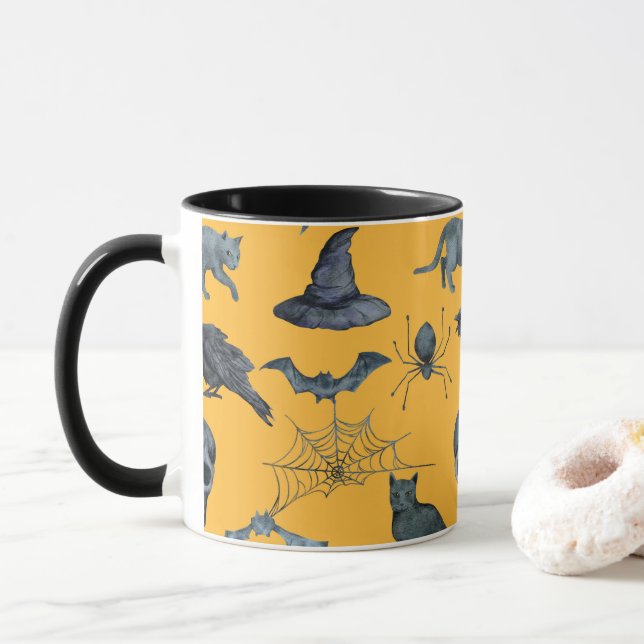 Cute Halloween all-over design Mug (With Donut)