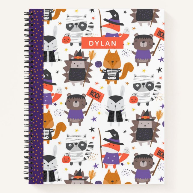 Cute Halloween Animals Personalized Sketchbook Notebook (Front)