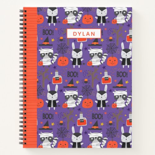 Cute Halloween Animals Purple Personalized Sketch Notebook