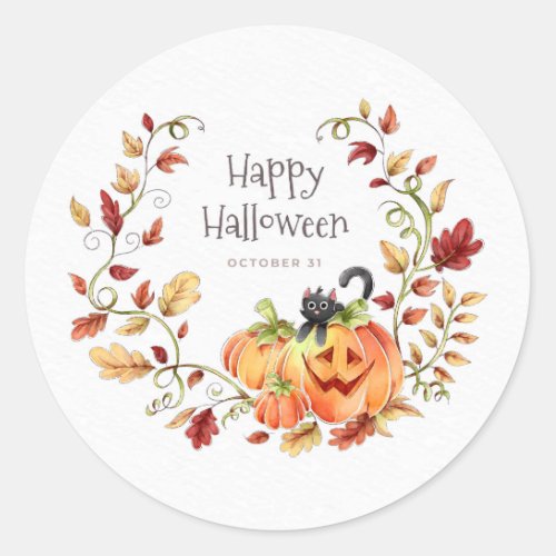 Cute Halloween Autumn Foliage Classic Round Sticker
