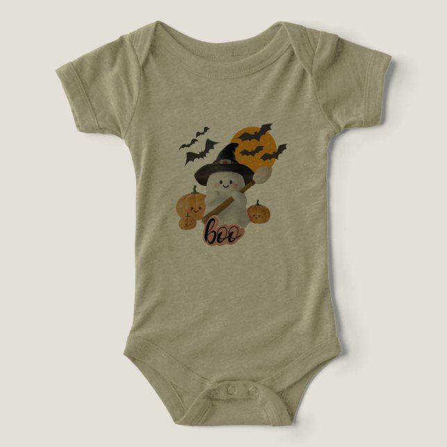 Cute Halloween Baby Costume -BooGhost and Pumpkin  Infant T-shirt (Design Front)