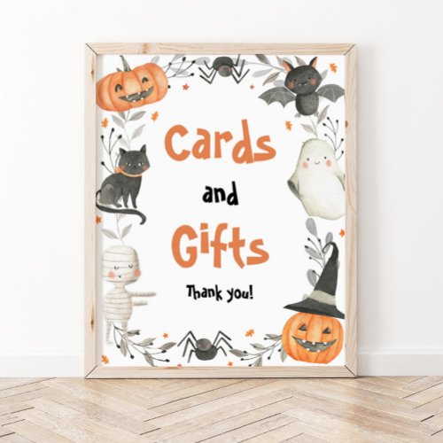 Cute Halloween Baby Shower Cards and Gifts Sign