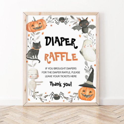 Cute Halloween Baby Shower Diaper Raffle Sign