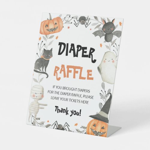 Cute Halloween Baby Shower Diaper Raffle Sign
