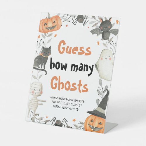 Cute Halloween Baby Shower Guess how many Ghosts Pedestal Sign