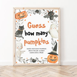 Cute Halloween Baby Shower Guess how many pumpkins Poster