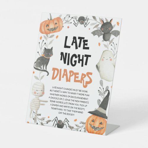 Cute Halloween Baby Shower Late Night Diapers Sign