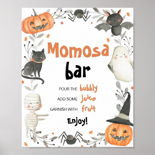 Cute Halloween Baby Shower Momosa Bar Sign