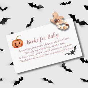 Cute Halloween Baby Shower Pink Book Request Enclosure Card
