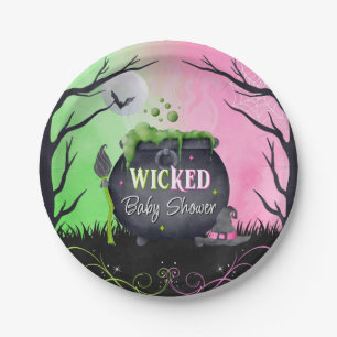 Cute Halloween Baby Shower Witch Plates