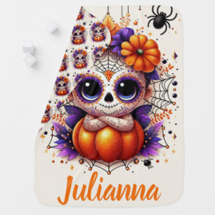 Cute Halloween Baby Sugar Skull Blanket