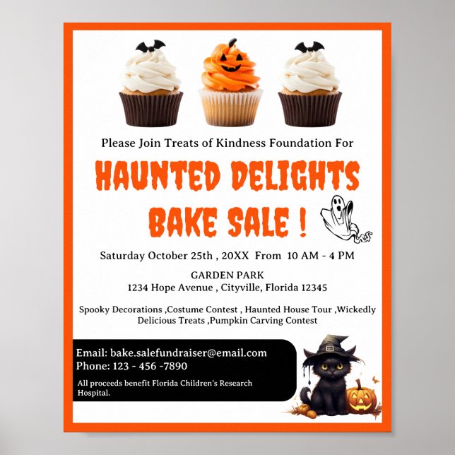 Cute Halloween Bake Sale Fundraiser  Poster (Front)