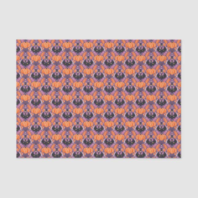 Cute Halloween Bat and Pumpkin Decoupage  Tissue Paper (Front)