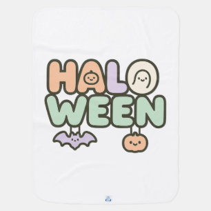 Cute Halloween Bat and Pumpkin Motif Baby Blanket