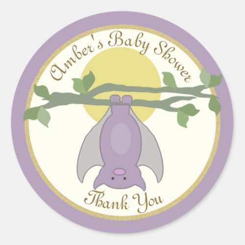 Cute Halloween Bat Baby Shower Classic Round Sticker