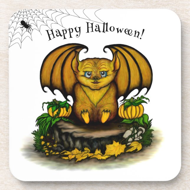  Cute Halloween Bat Beverage Coaster (Front)
