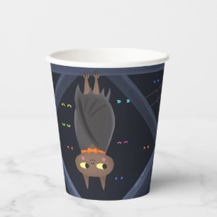 Cute Halloween Bat Black and Orange Paper Cups