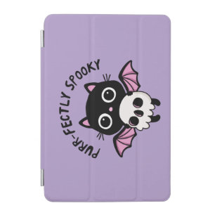 Cute Halloween Bat Cat - Purr-fectly Spooky Pun iPad Mini Cover