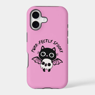 Cute Halloween Bat Cat - Purr-fectly Spooky Pun iPhone 17 Case