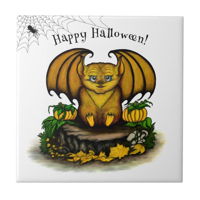  Cute Halloween Bat Ceramic Tile (Front)