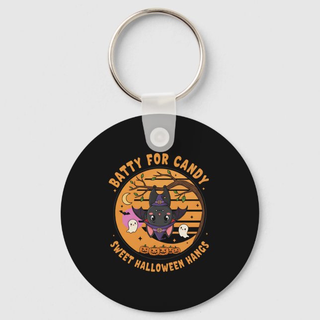 Cute Halloween Bat & Ghosts Keychain (Front)