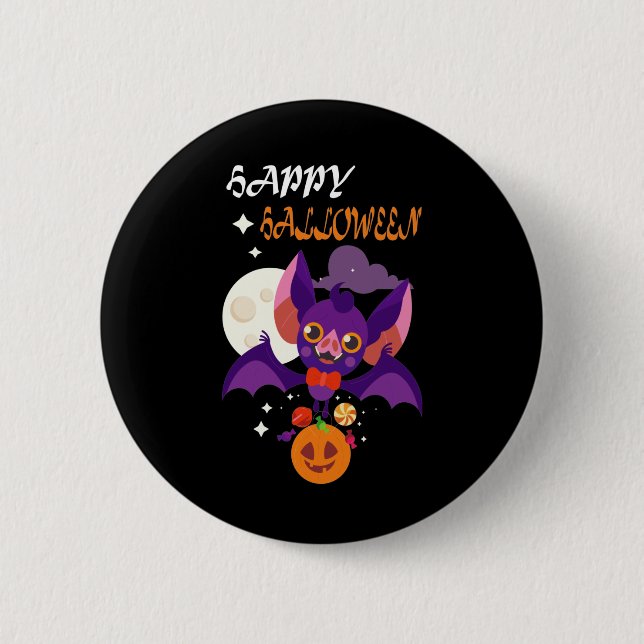 Cute Halloween Bat Gifts Idea Button (Front)