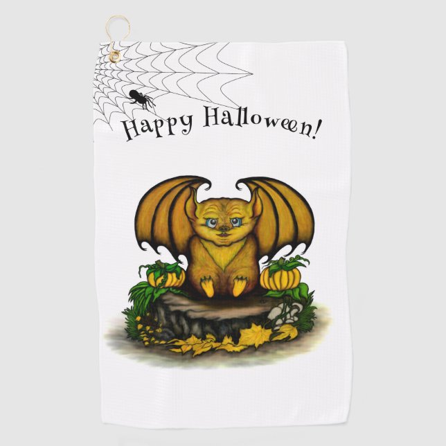  Cute Halloween Bat Golf Towel (Front)