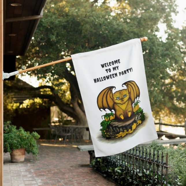  Cute Halloween Bat House Flag (In SItu)