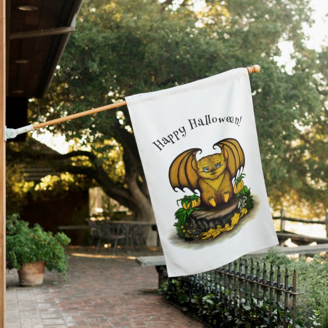  Cute Halloween Bat House Flag (In SItu)