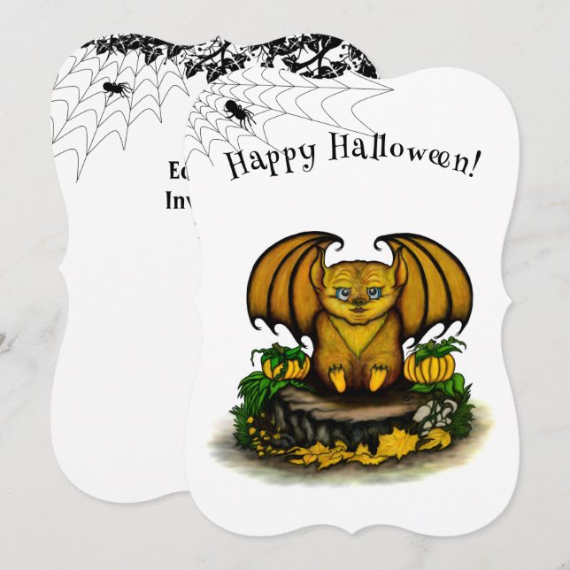  Cute Halloween Bat Invitation (Front/Back)