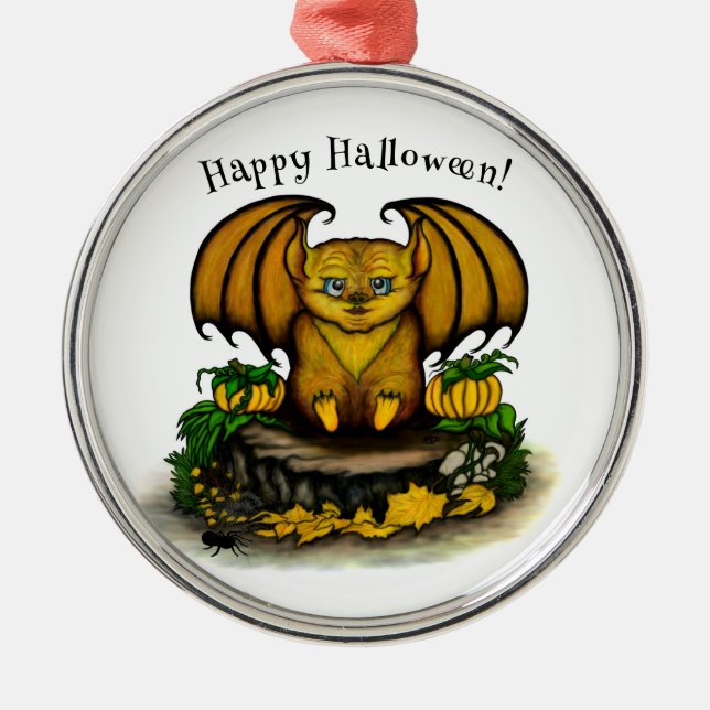  Cute Halloween Bat Metal Ornament (Front)