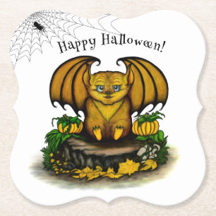 Cute Halloween Bat Paper Coaster