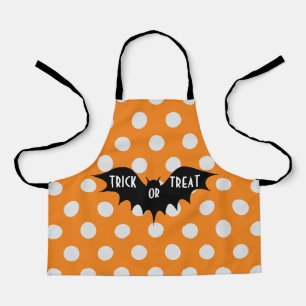 Cute Halloween Bat Pattern with Orange Polka Dots Apron