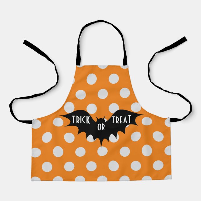 Cute Halloween Bat Pattern with Orange Polka Dots Apron (Front)