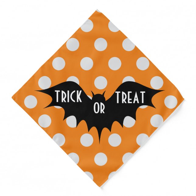 Cute Halloween Bat Pattern with Orange Polka Dots Bandana (Front)