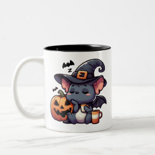 Cute Halloween Bat & Pumpkin Coffee Mug