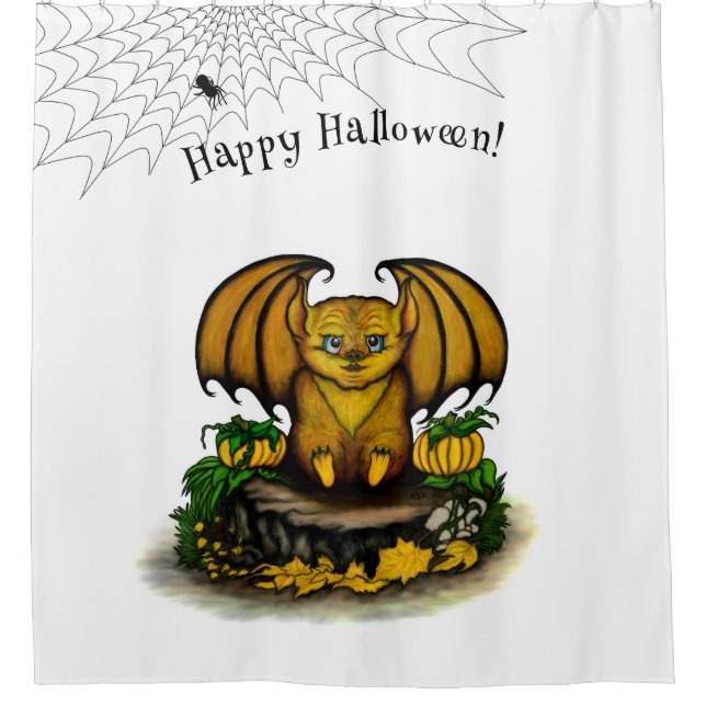 Cute Halloween Bat Shower Curtain (Front)