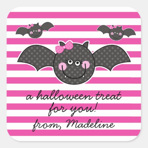 Cute Halloween Bats Square Sticker