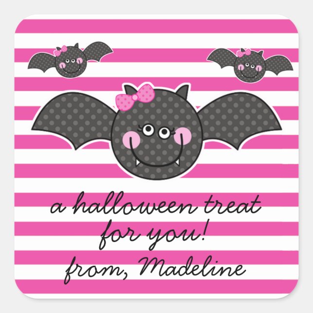 Cute Halloween Bats Square Sticker (Front)