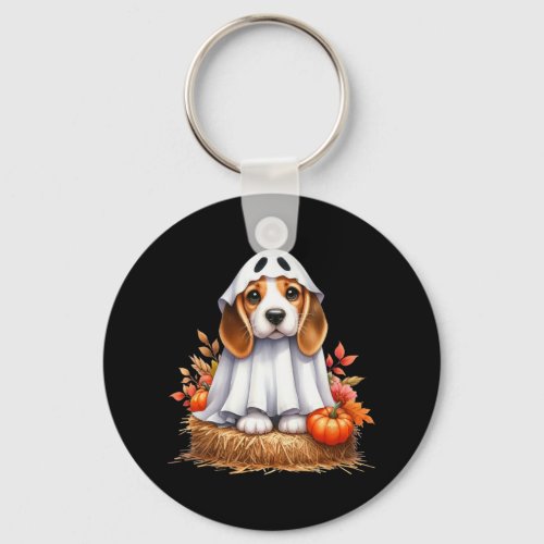 Cute Halloween Beagle Dog As Ghost Dog Owner Dogs  Keychain